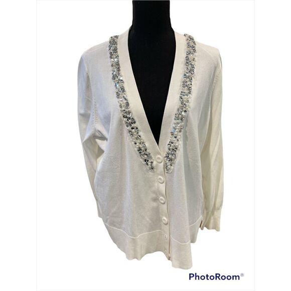 Beaded Button Down Cardigan Sweater by Dressbarn - Picture 1 of 7